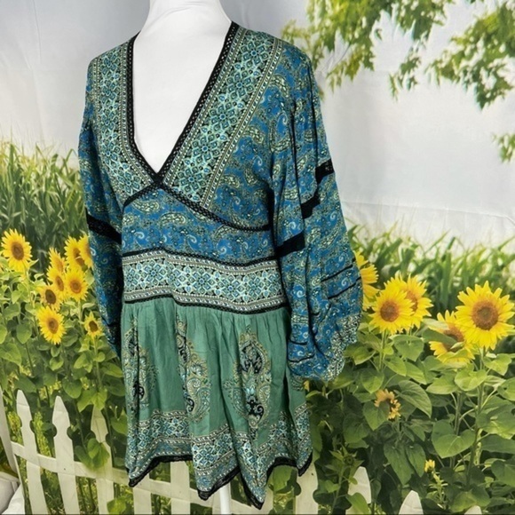 FREE PEOPLE Blue Scarf-Print Luna Tunic XS - Picture 8 of 17